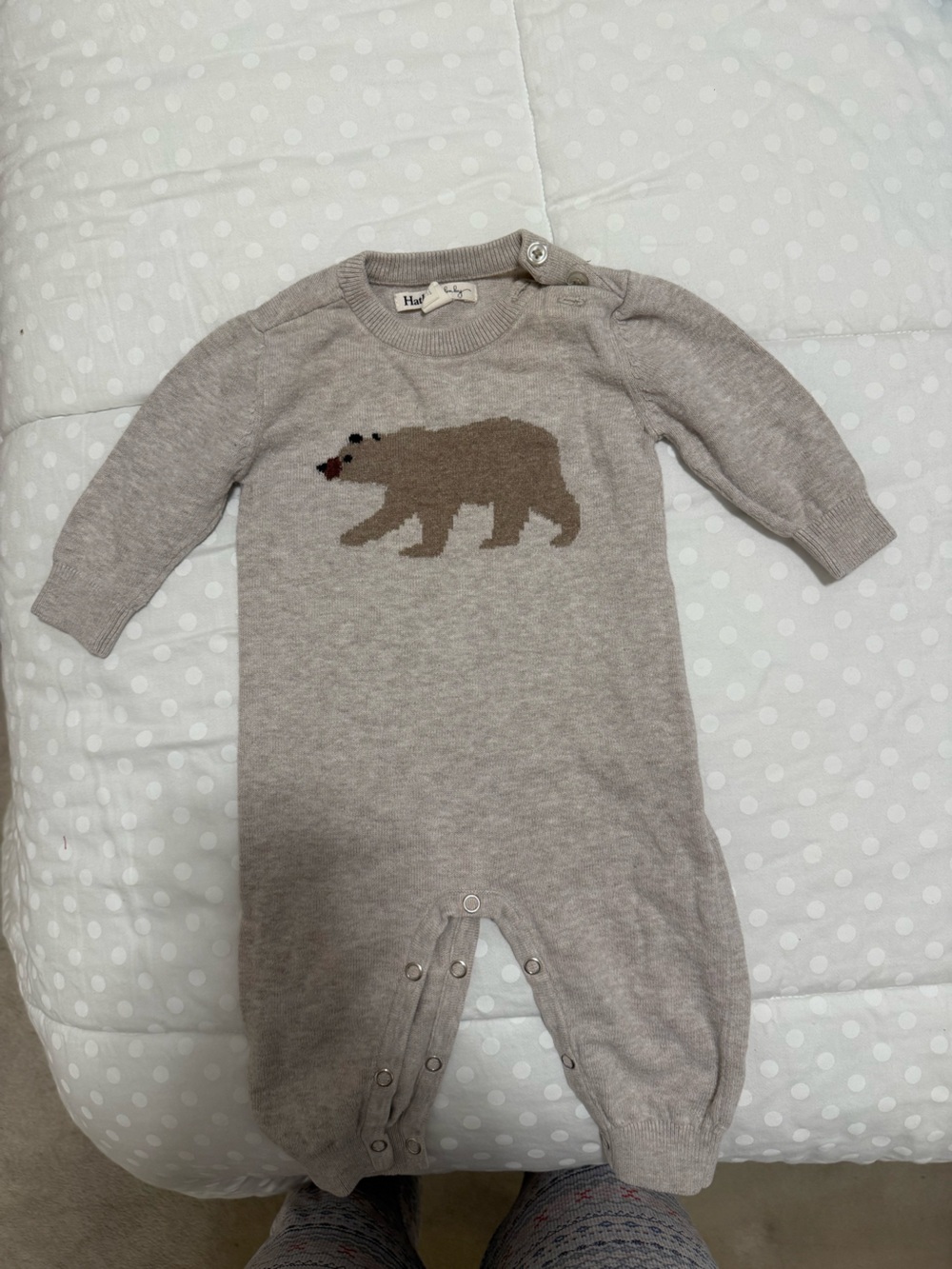 Hatley Beige Knit Bear Romper